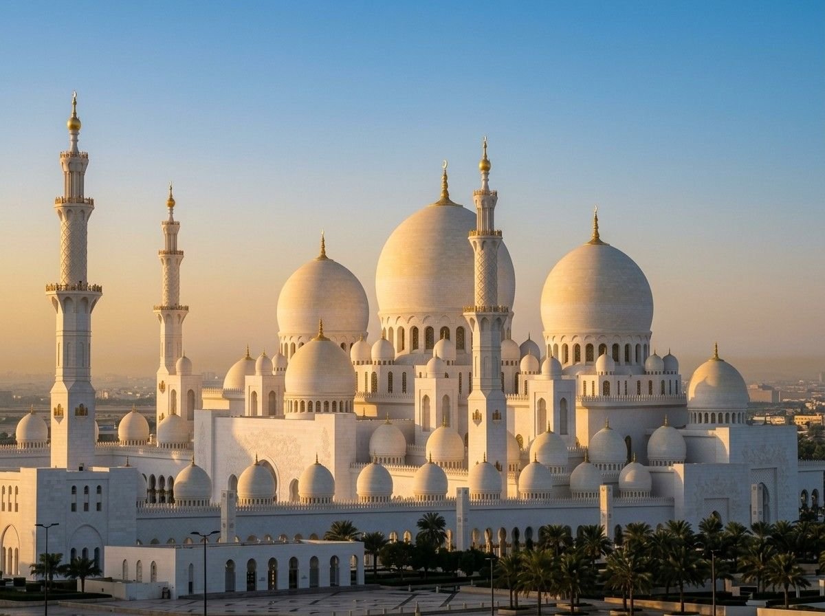 Sheikh Zayed Grand Mosque domes and minarets