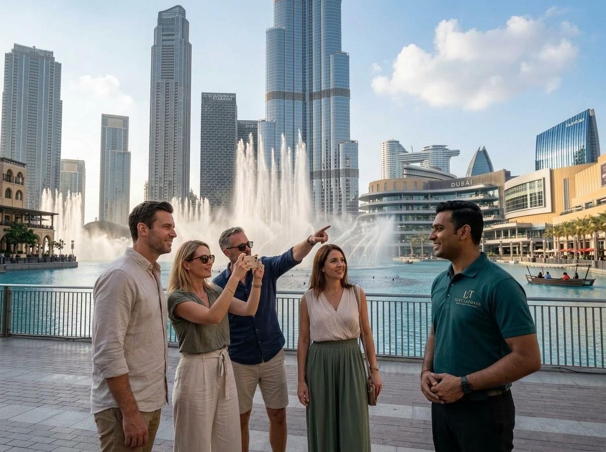 Tourists gathered to watch the Dubai Fountain show