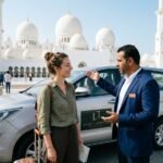 Traveler interacting with tour guide