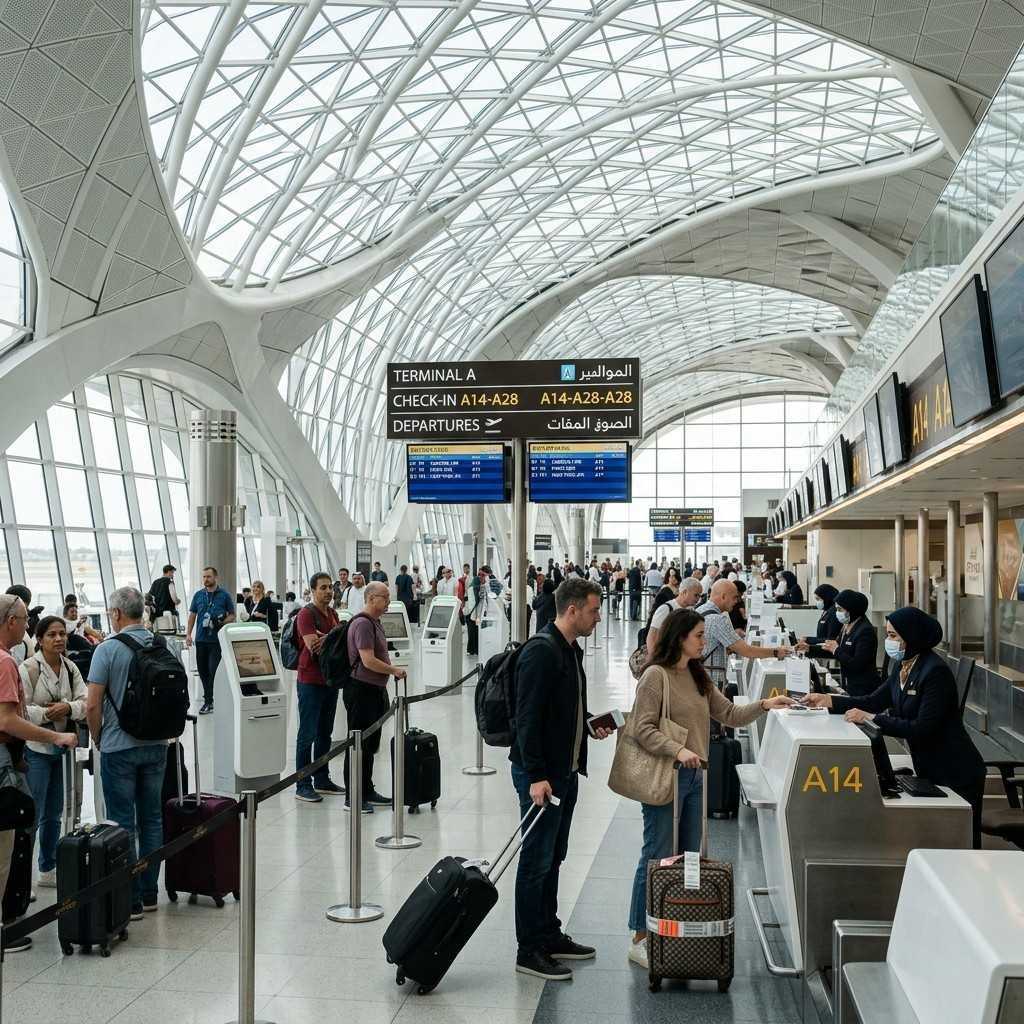 Travellers at the airport terminal
