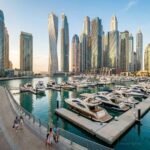 Visitors enjoying Dubai Marina w